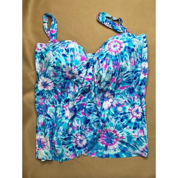 Coco Reef Clarity Bandeau Tankini Top 14 38D Tie Dye NWT - Picture 5 of 7